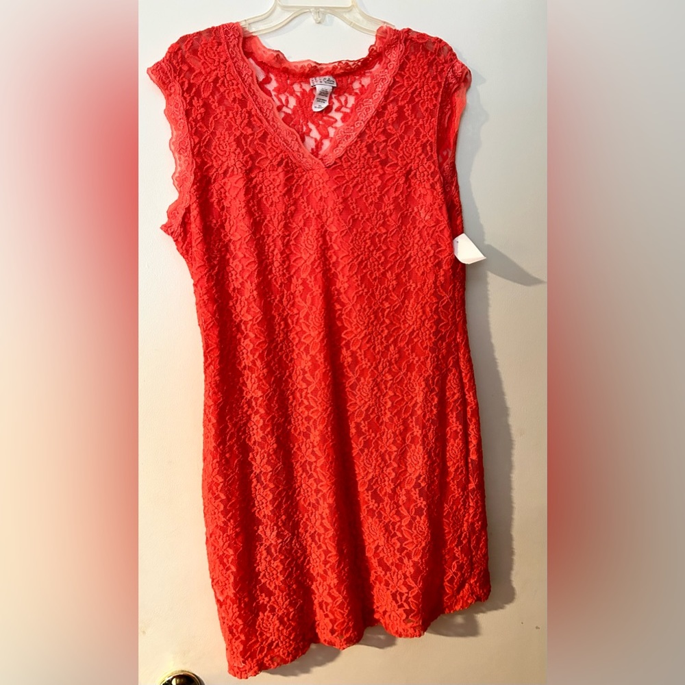 Coral pink lace dress with tags never been worn.